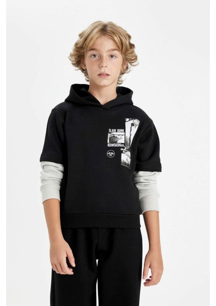 Erkek Çocuk Kapüşonlu Baskılı Sweatshirt C9793A824AU