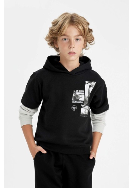Erkek Çocuk Kapüşonlu Baskılı Sweatshirt C9793A824AU