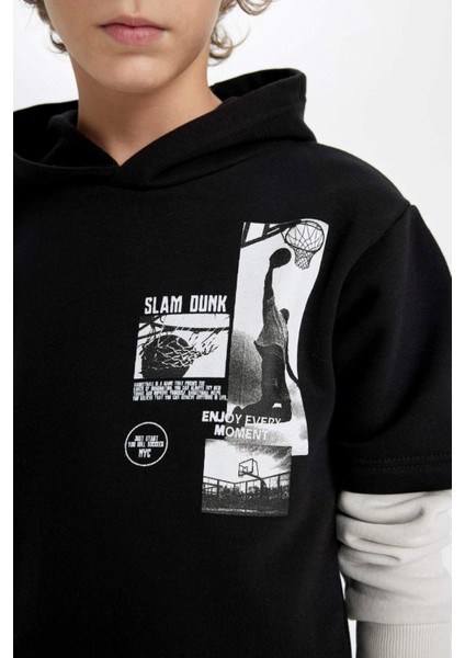 Erkek Çocuk Kapüşonlu Baskılı Sweatshirt C9793A824AU