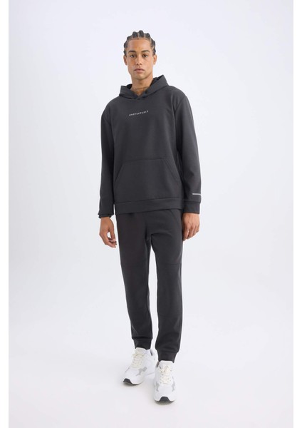 Fit Standart Fit Kapüşonlu Arma Baskılı Kanguru Cepli Skuba Dalgıç Kumaş Sporcu Sweatshirt D1892AX24AU