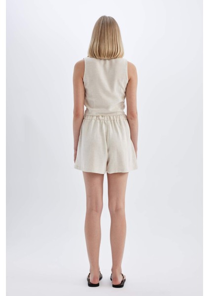 Regular Fit Normal Bel Keten Karışımlı Şort D0967AX24HS