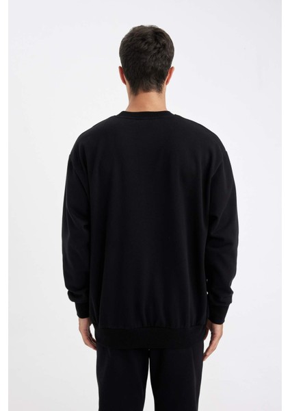 Oversize Geniş Kalıp Bisiklet Yaka Kalın Basic Düz Sweatshirt T5139AZ24AU
