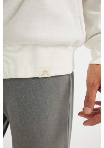 Oversize Geniş Kalıp Bisiklet Yaka Kalın Basic Düz Sweatshirt T5139AZ24AU