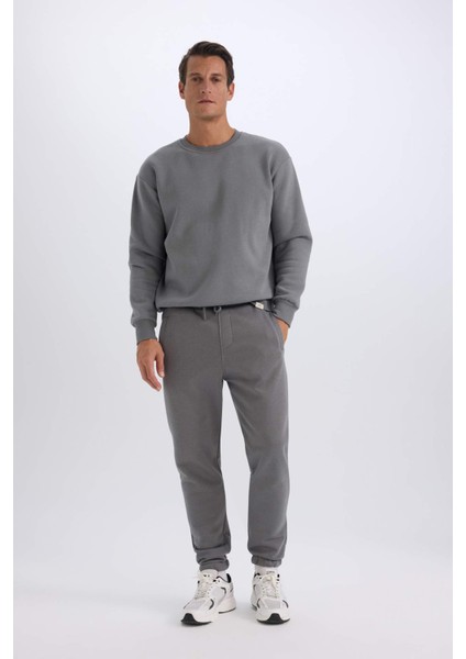 Oversize Geniş Kalıp Bisiklet Yaka Kalın Basic Düz Sweatshirt T5139AZ24AU