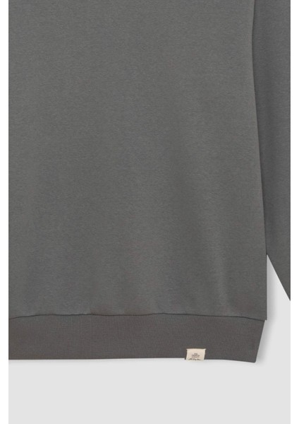 Oversize Geniş Kalıp Bisiklet Yaka Kalın Basic Düz Sweatshirt T5139AZ24AU