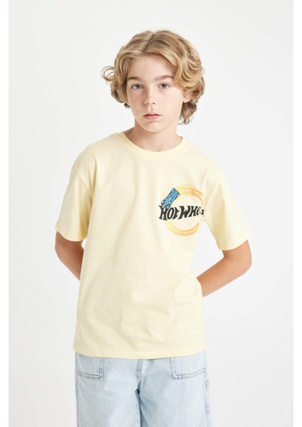 Erkek Çocuk Hot Wheels Bisiklet Yaka Kısa Kollu Tişört D1369A824SM
