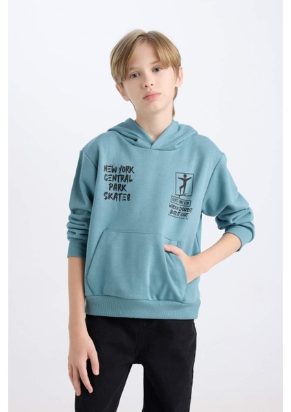 Erkek Çocuk Kapüşonlu Sırt Baskılı Sweatshirt C9799A824WN