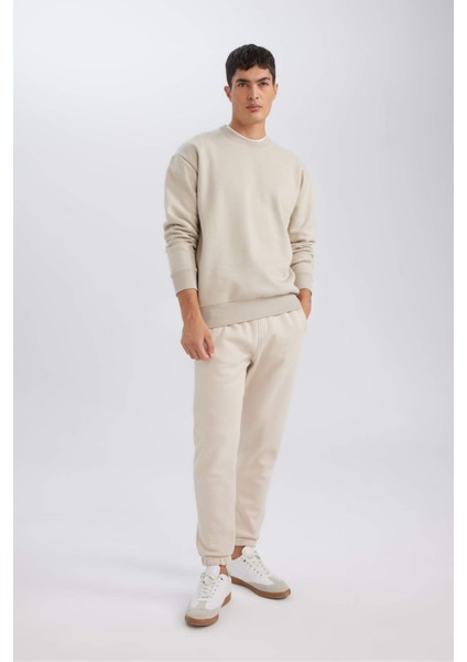 Oversize Geniş Kalıp Bisiklet Yaka Kalın Basic Düz Sweatshirt T5139AZ24AU