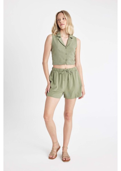 Regular Fit Normal Bel Keten Karışımlı Şort D0967AX24HS