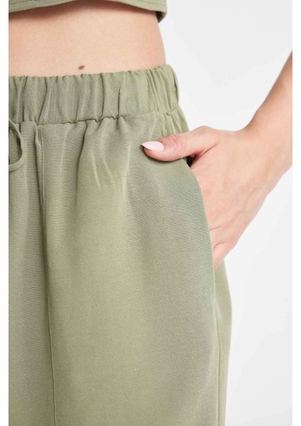 Regular Fit Normal Bel Keten Karışımlı Şort D0967AX24HS