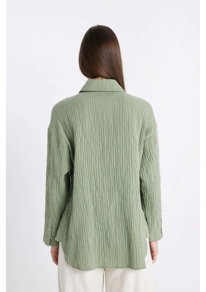 Relax Fit Müslin Uzun Kollu Gömlek Tunik D2256AX24SM