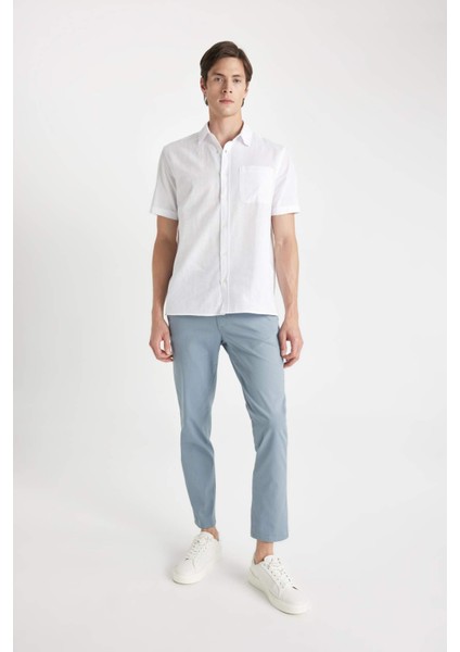 Regular Fit Normal Kesim Yazlık Twill Chino Kanvas Pantolon Cepli Düz Paça D1779AX24SP