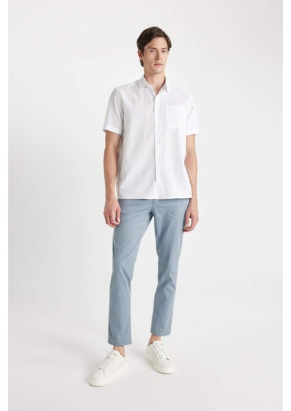 Regular Fit Normal Kesim Yazlık Twill Chino Kanvas Pantolon Cepli Düz Paça D1779AX24SP