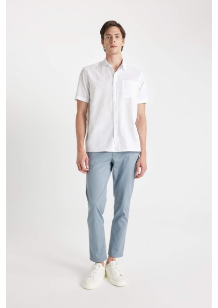 Regular Fit Normal Kesim Yazlık Twill Chino Kanvas Pantolon Cepli Düz Paça D1779AX24SP