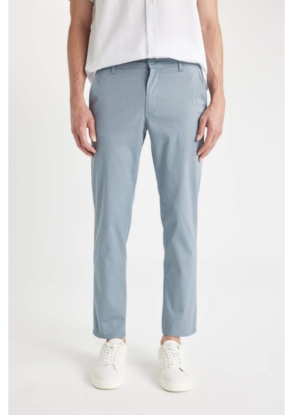 Regular Fit Normal Kesim Yazlık Twill Chino Kanvas Pantolon Cepli Düz Paça D1779AX24SP