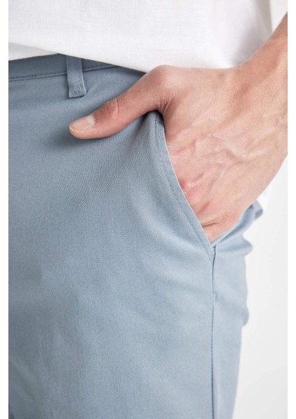 Regular Fit Normal Kesim Yazlık Twill Chino Kanvas Pantolon Cepli Düz Paça D1779AX24SP
