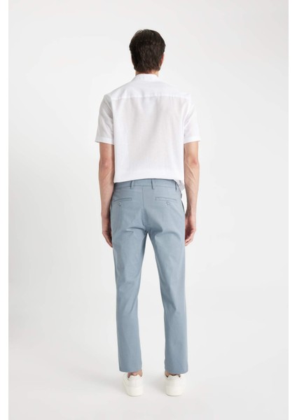 Regular Fit Normal Kesim Yazlık Twill Chino Kanvas Pantolon Cepli Düz Paça D1779AX24SP