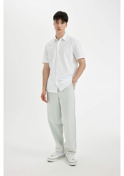 %100 Pamuk Wide Leg Fit Geniş Kalıp Normal Bel Geniş Paça Yazlık Jean Pantolon C2045AX24SM