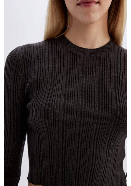 Slim Fit Dar Kesim Bisiklet Yaka Triko Kazak A2057AX24AU