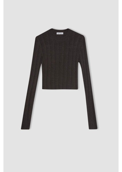 Slim Fit Dar Kesim Bisiklet Yaka Triko Kazak A2057AX24AU