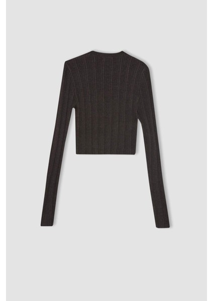 Slim Fit Dar Kesim Bisiklet Yaka Triko Kazak A2057AX24AU