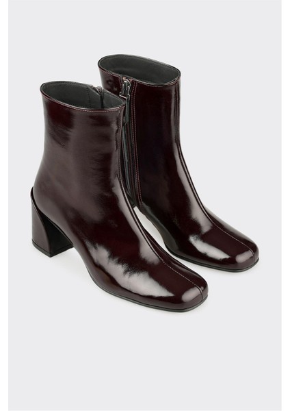 Bordo Deri Kadın Klasik Bot fiyatları