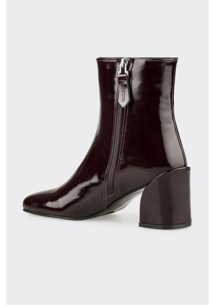 Bordo Deri Kadın Klasik Bot modelleri