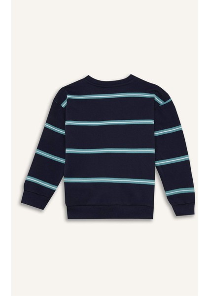 Erkek Çocuk Oversize Geniş Kalıp Bisiklet Yaka Baskılı Sweatshirt D1907A824WN