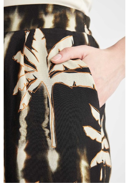 Maroken Kumaş Pantolon Culotte Desenli Beli Lastikli Geniş Paça Uzun Boy C9118AX24SM