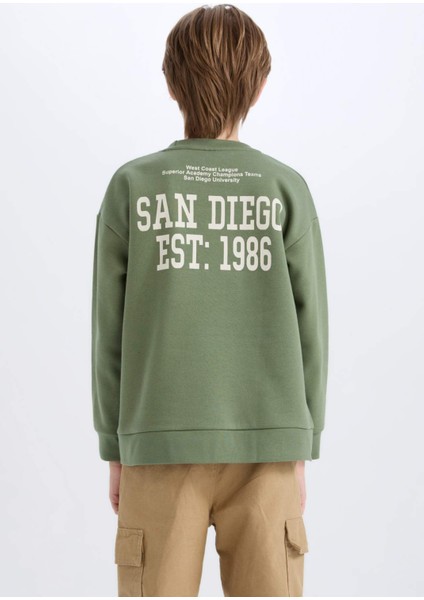 Erkek Çocuk Oversize Geniş Kalıp Bisiklet Yaka Sırt Baskılı Sweatshirt C9803A824WN