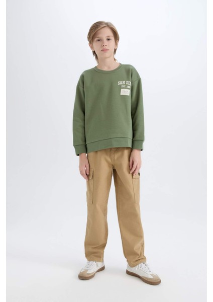 Erkek Çocuk Oversize Geniş Kalıp Bisiklet Yaka Sırt Baskılı Sweatshirt C9803A824WN