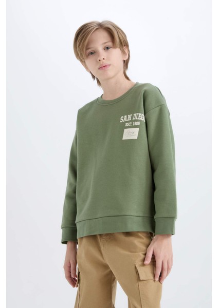 Erkek Çocuk Oversize Geniş Kalıp Bisiklet Yaka Sırt Baskılı Sweatshirt C9803A824WN