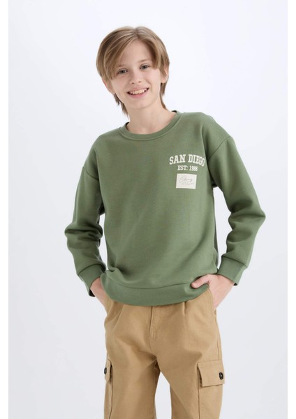 Erkek Çocuk Oversize Geniş Kalıp Bisiklet Yaka Sırt Baskılı Sweatshirt C9803A824WN