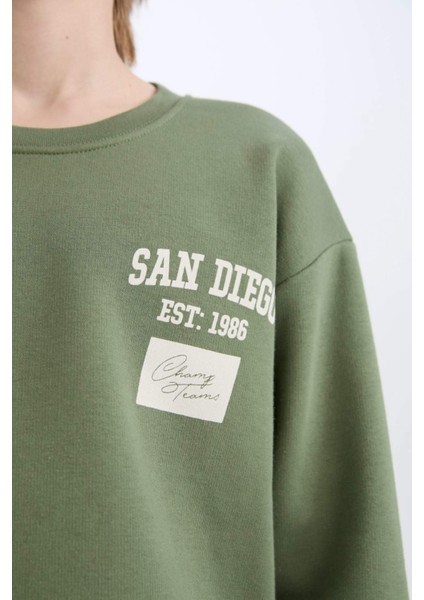 Erkek Çocuk Oversize Geniş Kalıp Bisiklet Yaka Sırt Baskılı Sweatshirt C9803A824WN