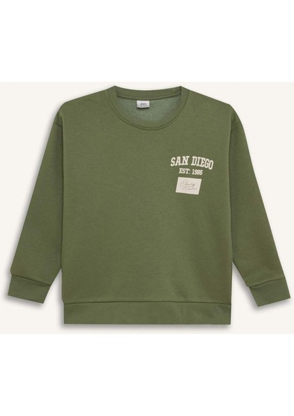 Erkek Çocuk Oversize Geniş Kalıp Bisiklet Yaka Sırt Baskılı Sweatshirt C9803A824WN