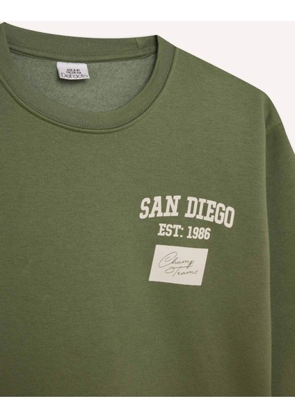 Erkek Çocuk Oversize Geniş Kalıp Bisiklet Yaka Sırt Baskılı Sweatshirt C9803A824WN