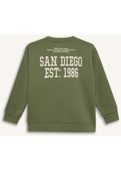 Erkek Çocuk Oversize Geniş Kalıp Bisiklet Yaka Sırt Baskılı Sweatshirt C9803A824WN