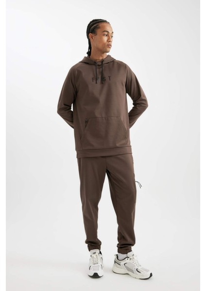 Sporcu Jogger Eşofman Altı Standart Fit Skuba Dalgıç Kumaş Fermuar Cepli Standart Paça D1952AX24AU