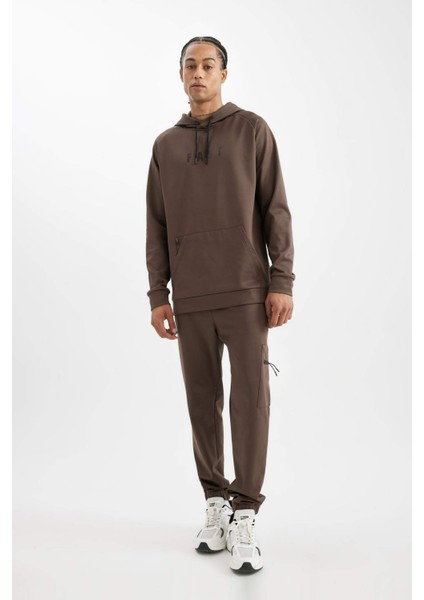 Sporcu Jogger Eşofman Altı Standart Fit Skuba Dalgıç Kumaş Fermuar Cepli Standart Paça D1952AX24AU