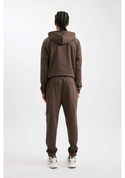 Sporcu Jogger Eşofman Altı Standart Fit Skuba Dalgıç Kumaş Fermuar Cepli Standart Paça D1952AX24AU