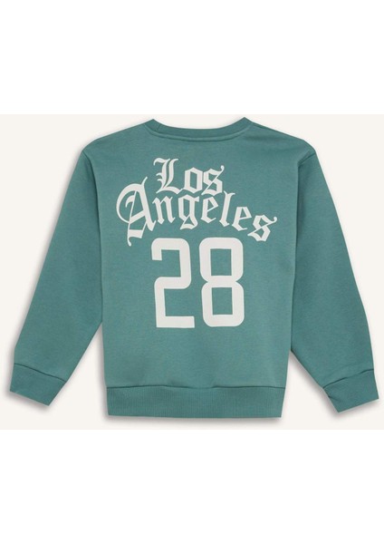 Erkek Çocuk Oversize Geniş Kalıp Bisiklet Yaka Sırt Baskılı Sweatshirt D1912A824WN