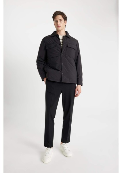 Su İtici Slim Fit Dar Kesim Gömlek Yaka Çıtçıtlı Cepli Şişme Mont D1230AX24WN