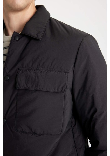 Su İtici Slim Fit Dar Kesim Gömlek Yaka Çıtçıtlı Cepli Şişme Mont D1230AX24WN