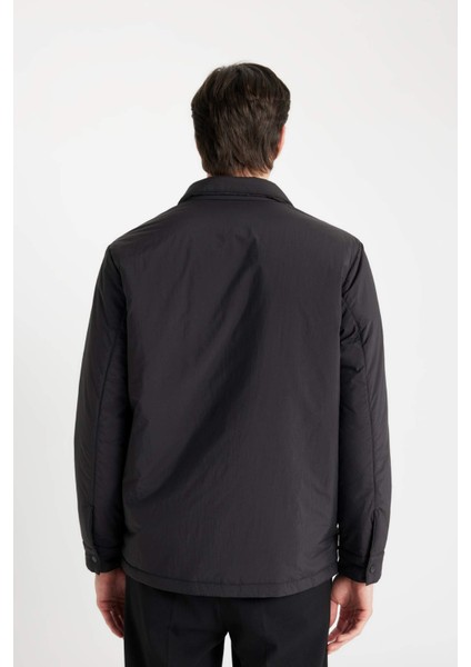 Su İtici Slim Fit Dar Kesim Gömlek Yaka Çıtçıtlı Cepli Şişme Mont D1230AX24WN