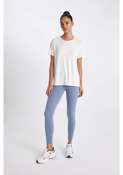 Standart Fit Bisiklet Yaka Sporcu Basic Düz Kısa Kollu Tişört D1904AX24HS