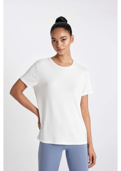 Standart Fit Bisiklet Yaka Sporcu Basic Düz Kısa Kollu Tişört D1904AX24HS