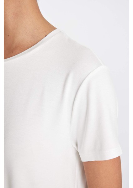 Standart Fit Bisiklet Yaka Sporcu Basic Düz Kısa Kollu Tişört D1904AX24HS