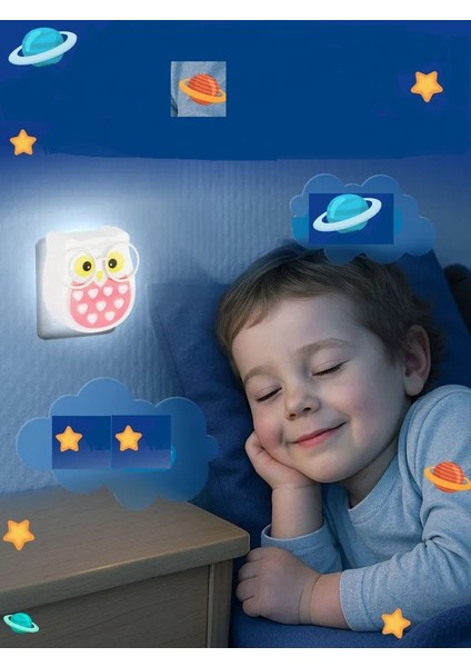 Baykuş LED Gece Lambası ES625 Beyaz-Sarı