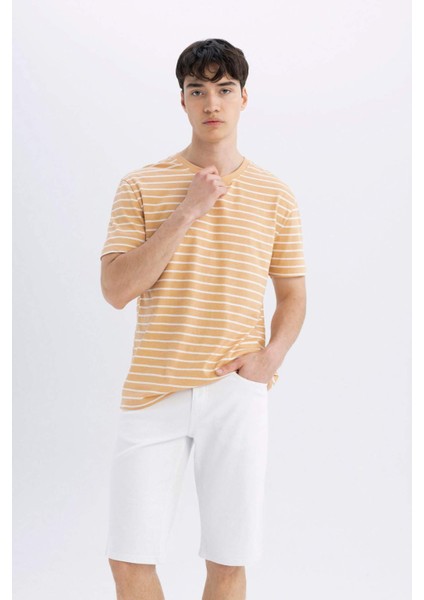 Slim Fit Dar Kesim Jean Bermuda Şort