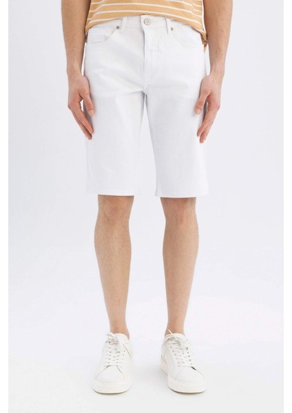 Slim Fit Dar Kesim Jean Bermuda Şort